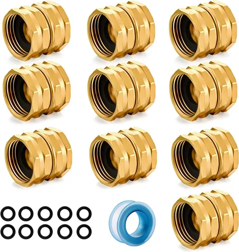 SIGURANTA Adaptador de conector de manguera de jardín, conectores hembra dobles GHT de 3/4 pulgadas, accesorios de reparación de latón con doble