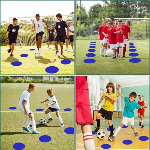 Miniatura 6 de Marcadores de goma para el suelo, puntos de agilidad antideslizantes de 9 pulgadas, conos planos para niños, deportes, fútbol, baloncesto