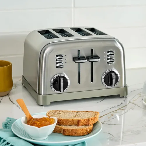 Miniatura 2 de Cuisinart 4 Slice Toaster, Compact Stainless Steel Toaster with Extra-Wide Slots for Toasting Bread, French Toast, Bagels and Pastries, Defrost &