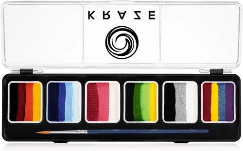 Miniatura 15 de Kraze FX Splash Glam - Paleta metálica de 6 colores para tartas divididas (6 gm) con pincel, activada por agua, hipoalergénica, segura, no tóxica