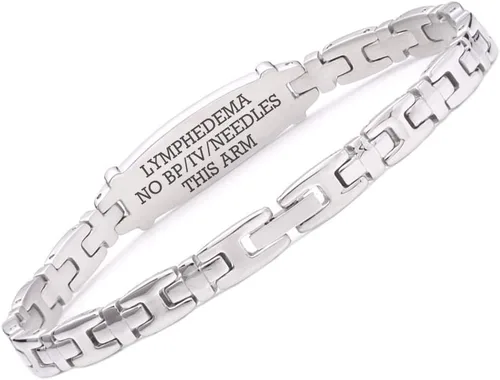 Miniatura 88 de LinnaLove Lady Medical Alert - Pulseras médicas de acero inoxidable para mujer, 7.5 pulgadas