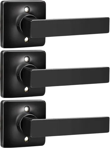 Miniatura 34 de GOBEKOR Paquete de 1 manija de paso, manijas de puerta negras para cerradura de puerta de armario, manija de puerta interior sin llave con cerradura