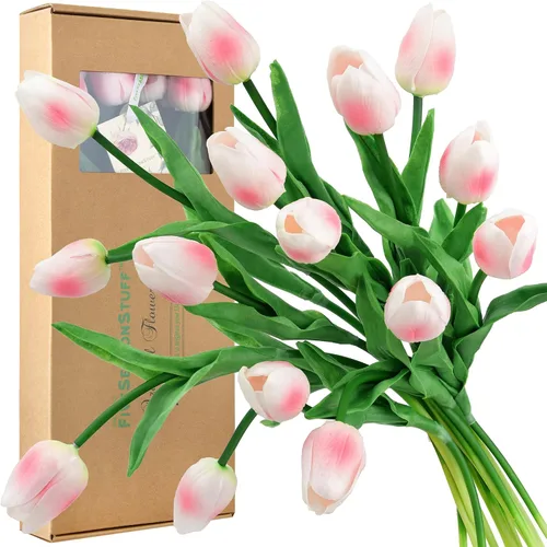 Miniatura 17 de FiveSeasonStuff - Flores artificiales de tulipanes, se sientes reales al tacto, ideales como ramo de boda, decoración del hogar, fiesta, arreglos