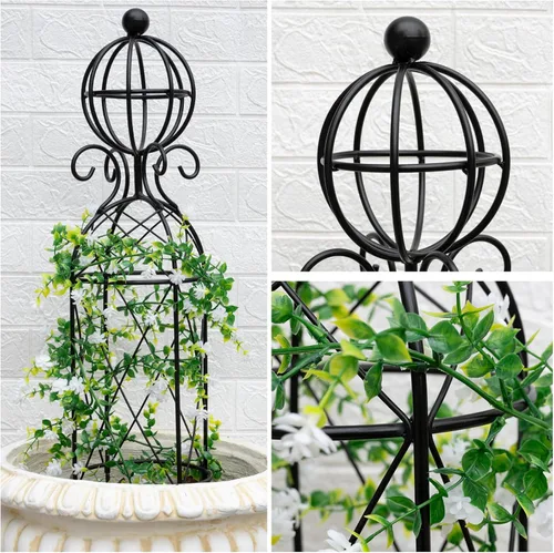 Miniatura 3 de Enrejado de obelisco de jardín para plantas trepadoras, 27.1 x 7.8 pulgadas, diseño de metal duradero, a prueba de óxido, ideal
