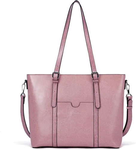 Miniatura 10 de BOSTANTEN Bolso de mano de cuero para mujer para laptop, bolsa al hombro de oficina, maletín vintage de 15.6 pulgadas, bolso de trabajo