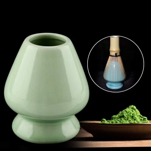 Miniatura 7 de Maxmartt Chasen - Soporte de cerámica para batidor de matcha de bambú, 1 unidad, accesorios de juego de té (verde)