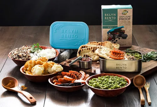 Miniatura 4 de Recipiente de alimentos de acero inoxidable y soporte para condimentos Tapa de silicona a prueba de fugas Fiambrera de metal Caja Bento