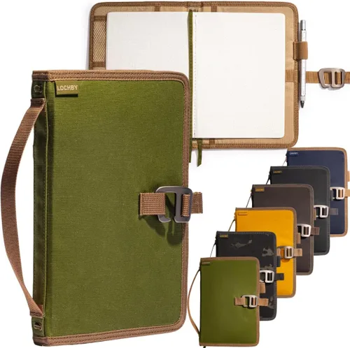Miniatura 31 de LOCHBY® Carpeta Field A5 Cubierta de carpeta de 6 anillas Lona encerada resistente al agua Diseño plano Sistema A5 apto para recargar