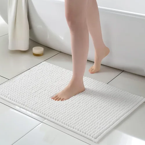 Miniatura 8 de FRESHMINT Alfombra de baño de felpilla gruesa y grumosa, 17"x24", alfombrilla de baño antideslizante, accesorio decorativo suave, linda alfombrilla