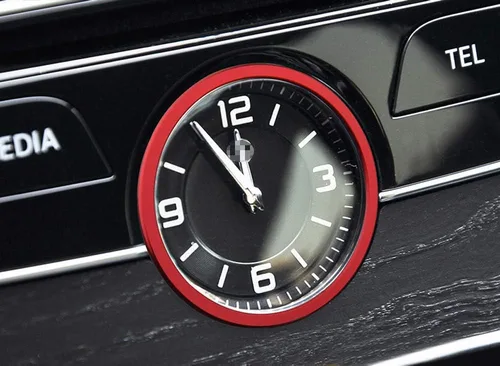 Miniatura 4 de iJDMTOY Anillo de aluminio rojo para decoración de salpicadero interior de reloj analógico compatible con Mercedes W205 Clase C W213 Clase E X205
