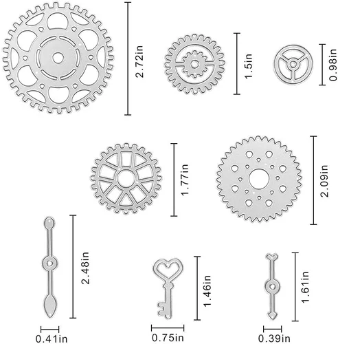 Miniatura 6 de Troqueles de corte de engranajes de cinco piezas, troqueles de engranajes, plantillas en relieve, molde de plantilla para álbumes de recortes, álbum