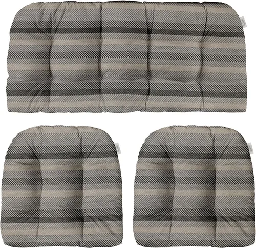 Miniatura 56 de RSH DECOR: Sunbrella - Juego de 3 cojines de mimbre copetudos 41 x 19 pulgadas y 19 x 19 pulgadas Fabricado con tela de rendimiento Sunbrella
