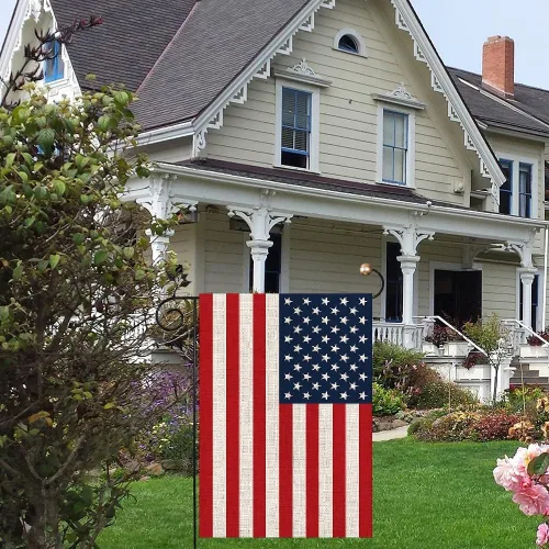 Miniatura 6 de Bandera americana de Estados Unidos, pequeñas banderas de jardín americanas para patio, porche, día de la independencia, festival patriótico