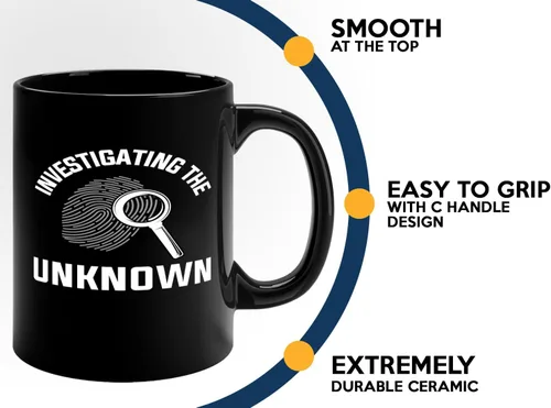 Miniatura 5 de Taza de café detective de 11 onzas, color negro - Investigando lo desconocido - Oficial de policía policía patrulla detective sheriff aplicación