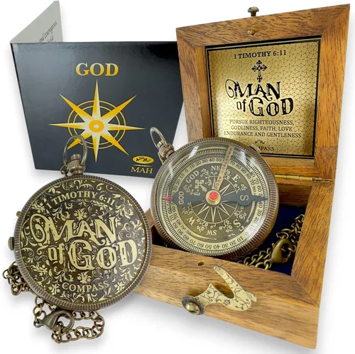 Miniatura 13 de Brújula religiosa hecha a mano con mensajes de fe grabados y en relieve, recuerdo religioso cristiano inspirador para bautismo, confirmación