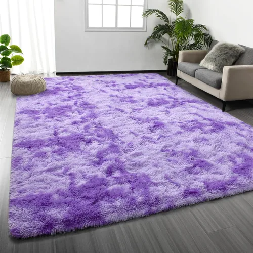 Miniatura 25 de Deerhoo - Alfombra de área, estilo shag, 4 x 6 pies, con teñido anudado, alfombra mullida y ultrasuave para sala de estar, alfombra de pelo