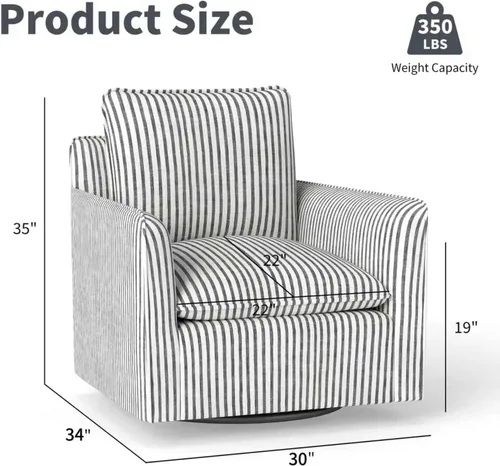 Miniatura 2 de INZOY Silla cuadrada giratoria con cojín de respaldo acolchado grueso, silla de lectura giratoria para sala de estar, dormitorio, espacios pequeños