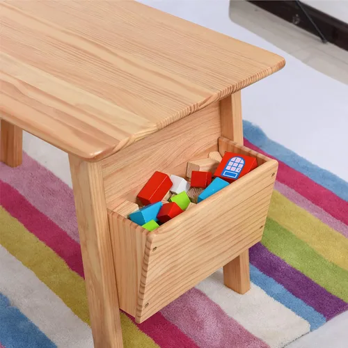 Miniatura 5 de Juego de mesa y 2 sillas de madera maciza para niños con escritorio de almacenamiento y sillas para niños pequeños mesa de actividades