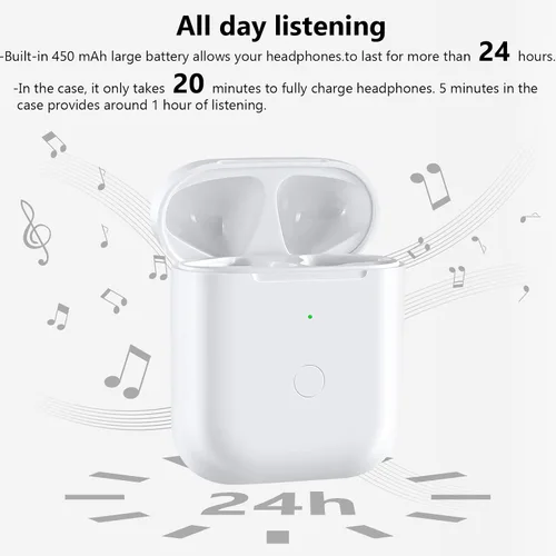 Miniatura 4 de Funda de carga inalámbrica compatible con AirPod 2 1, funda de cargador de Air Pod de repuesto con botón de sincronización de emparejamiento Blanco