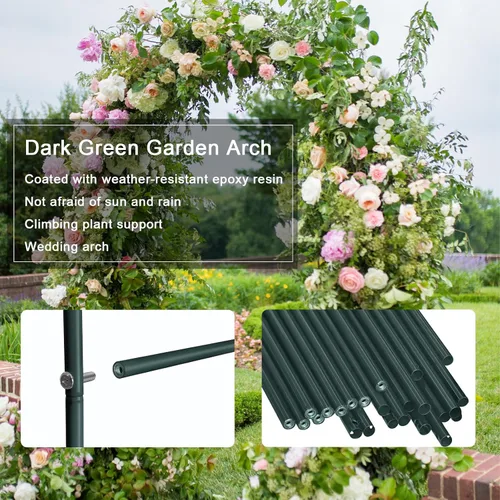 Miniatura 2 de Cenador de pérgola de metal, enrejado de arco de jardín de flores para exteriores, cenador de jardín de acero para plantas trepadoras, decoración