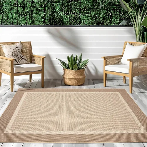 Miniatura 2 de ILANGO Alfombras de Área de Yute para Exteriores, Alfombras Tejidas Lavables para Patio 5'x7', Alfombras Naturales de Estilo Rústico para Áreas