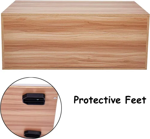 Miniatura 6 de Lucky Tree Mesa de café de 40 pulgadas, mesa de cóctel moderna de madera, cajón de almacenamiento blanco, diseño rectangular para sala de estar