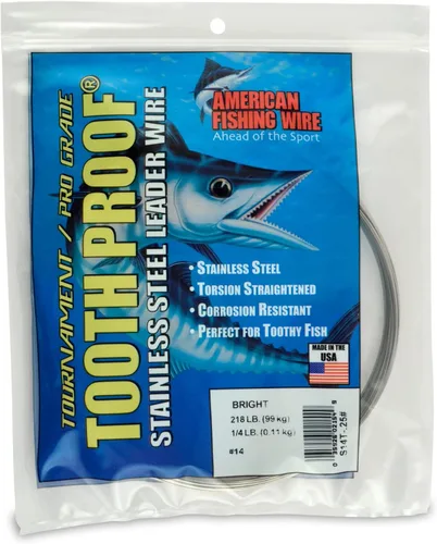 Miniatura 73 de AFW Alambre Líder Duro de Una Hebra de Acero Inoxidable a Prueba de Dientes - Brillante y Camuflaje para Tiburón, Barracuda, Caballa Real, Wahoo