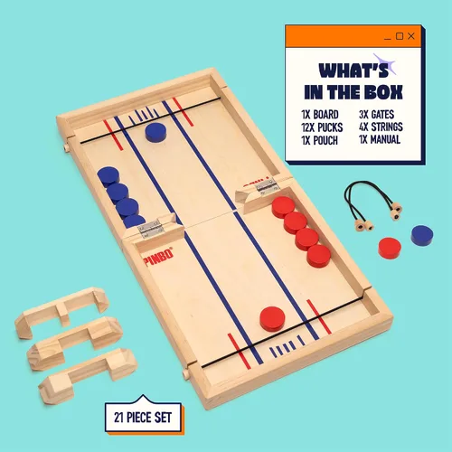 Miniatura 4 de Pinbo El juego clásico de cabestrillo Juego de mesa plegable de acción rápida para 2 jugadores de madera para niños y adultos Ideal para viajes