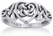 Miniatura 2 de Anillo de corazón con nudo de trinidad celta de plata de ley (tamaños 3, 4, 5, 6, 7, 8, 9, 10, 11, 12, 13, 14, 15)