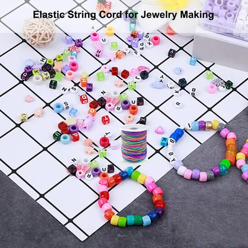 Miniatura 5 de 1mm Cuerda elástica para pulseras, Cordón elástico arcoíris resistente para hacer joyas, collares, cuentas y manualidades