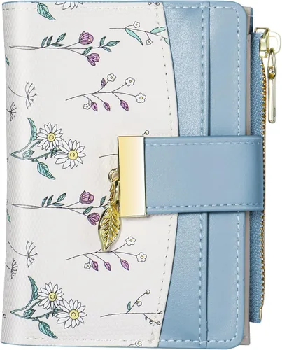 Miniatura 10 de Avando Carteras para mujer - Bloqueo RFID, de piel sintética suave, plegable, con cremallera, bolsillo con cremallera, cartera pequeña con flores