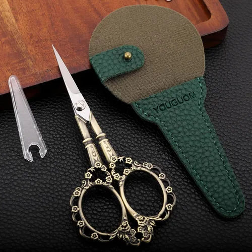 Miniatura 5 de YOUGUOM Tijeras de tejer con estuche, tijeras de ganchillo para roscar tijeras de coser para bordar, manualidades, punto de aguja, pequeñas tijeras