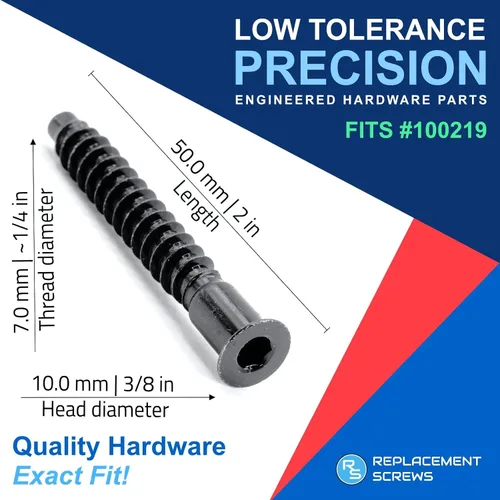 Miniatura 2 de ReplacementScrews Tornillos de montaje negros compatibles con IKEA Part 100219/100214 (IDANAS, HEMNES, Ivar) – Confirmat de rosca gruesa