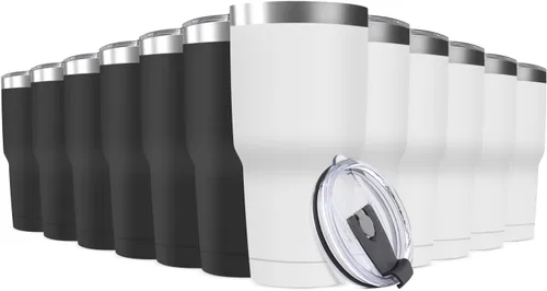 Miniatura 22 de Taza de viaje de acero inoxidable de 30 onzas con tapa, paquete de 16 vasos a granel aislados al vacío de doble pared, taza de café