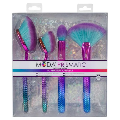 Miniatura 5 de MODA Prismatic Precision Powder - Juego de 4 brochas de maquillaje para polvo, reflejos y detalles, sintéticos coloridos