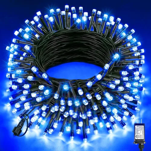 Miniatura 28 de 120 luces LED de Navidad de 40 pies para exteriores, guirnalda de luces de Navidad naranja impermeable, 8 modos de luces conectables para árbol