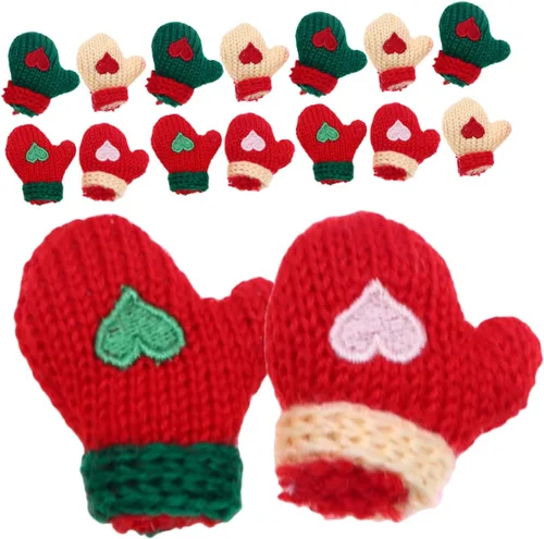 EXCEART Guantes en miniatura, 16 piezas de mini guantes tejidos pequeños adornos de punto muñeca pequeña DIY suministros de manualidades DIY mini