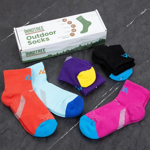 Miniatura 7 de innotree Paquete de 5 calcetines acolchados de senderismo para mujer, calcetines ligeros que absorben la humedad, para exteriores, senderismo