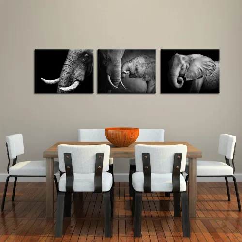Miniatura 2 de KREATIVE ARTS - Lienzo de elefante blanco y negro, decoración de pared, pintura de animales, impresiones para sala de estar, oficina, impresiones