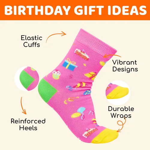 Miniatura 4 de HAPPYPOP Birthday Gifts Ideas - Socks for 6-10 Year Old, Birthday Gift with Greeting Card
