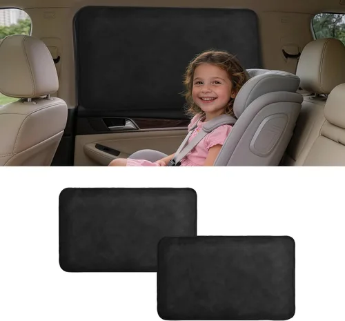 XCBYT Persianas de gamuza para ventanas laterales traseras, paquete de 2 cortinas magnéticas ultrasuaves, 100% bloqueo de luz para privacidad,