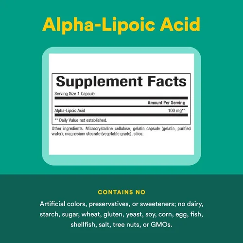 Miniatura 4 de Natural Factors Ácido alfa-lipoico 100 mg - Soporte antioxidante* - Sin OMG - 120 cápsulas