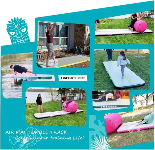 Miniatura 7 de Gymnastics Air Roller Air Barrel, Inflatable Tumble Roller Mat, Air Roller Gymnastics Barrel Kids Back Somersault Backbend Trainer for Yoga Training