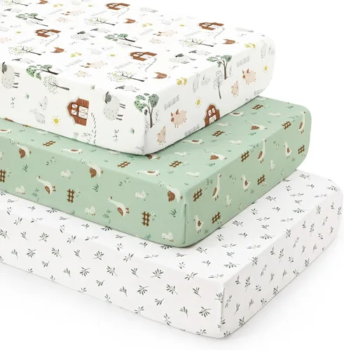 Miniatura 25 de david's kids Juego de 4 sábanas ajustadas para cuna, juego de sábanas para bebé ultra suaves, transpirables y cómodas, neutras, para niños y niñas