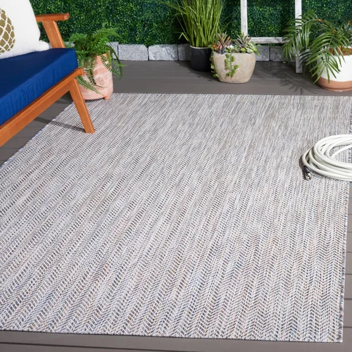 Miniatura 68 de SAFAVIEH Alfombra Lavable para Exteriores Colección Courtyard - Pasillo de 2'3" x 6'7", Azul Marino y Gris, No Desprende Pelusa y Fácil Limpieza