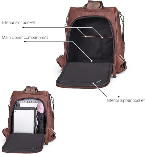 Miniatura 6 de CLUCI Cartera grande de cuero con cremallera alrededor del tarjetero organizador de viaje bolso de mano con mochila para mujer bolso convertible