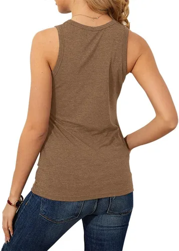 Miniatura 4 de Langwyqu Camisetas sin mangas con cuello redondo para mujer, estilo casual, holgadas, para verano