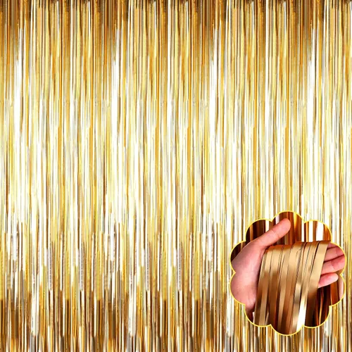 Miniatura 9 de Paquete de 8 Cortinas de Flecos de Oropel Metálico, 3.28 pies x 8.2 pies, serpentinas metálicas para cabina de fotos, cumpleaños, bodas, Navidad