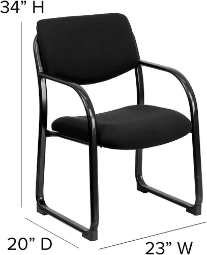 Miniatura 3 de Flash Furniture Silla de recepción lateral ejecutiva de tela negra Richie con base de trineo