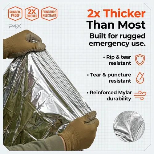 Miniatura 3 de PREPARED4X Paquete de 8 mantas Mylar – Manta de emergencia impermeable – Equipo de supervivencia resistente a rasgaduras y desgarros – Manta térmica